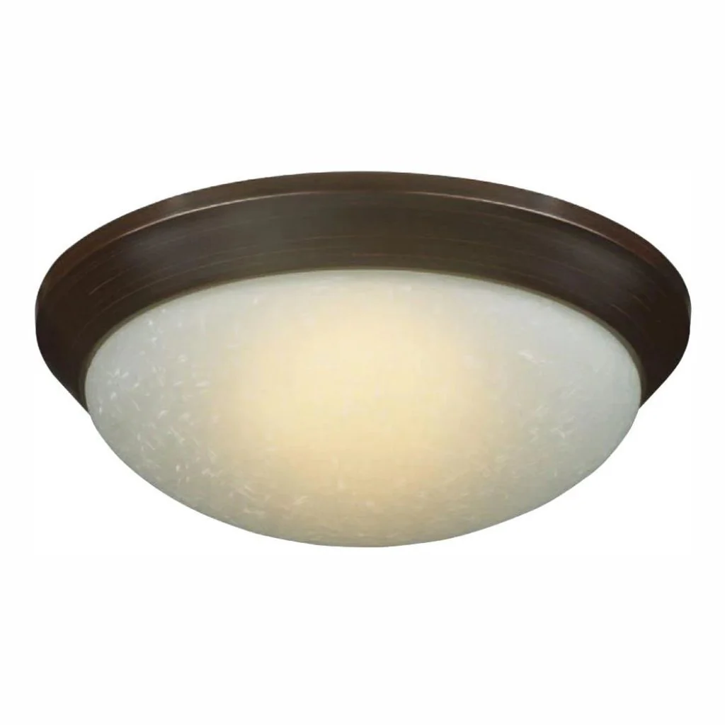 Hampton Bay 12.7 in. 120-Watt Equivalent Oil-Rubbed Bronze Integrated LED Flush Mount with Etched Linen Glass Shade Damaged Box