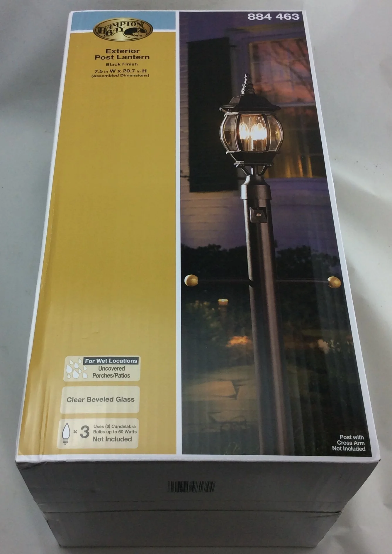 Hampton Bay 3-Light Black Outdoor Lamp Damaged Box - Image 2