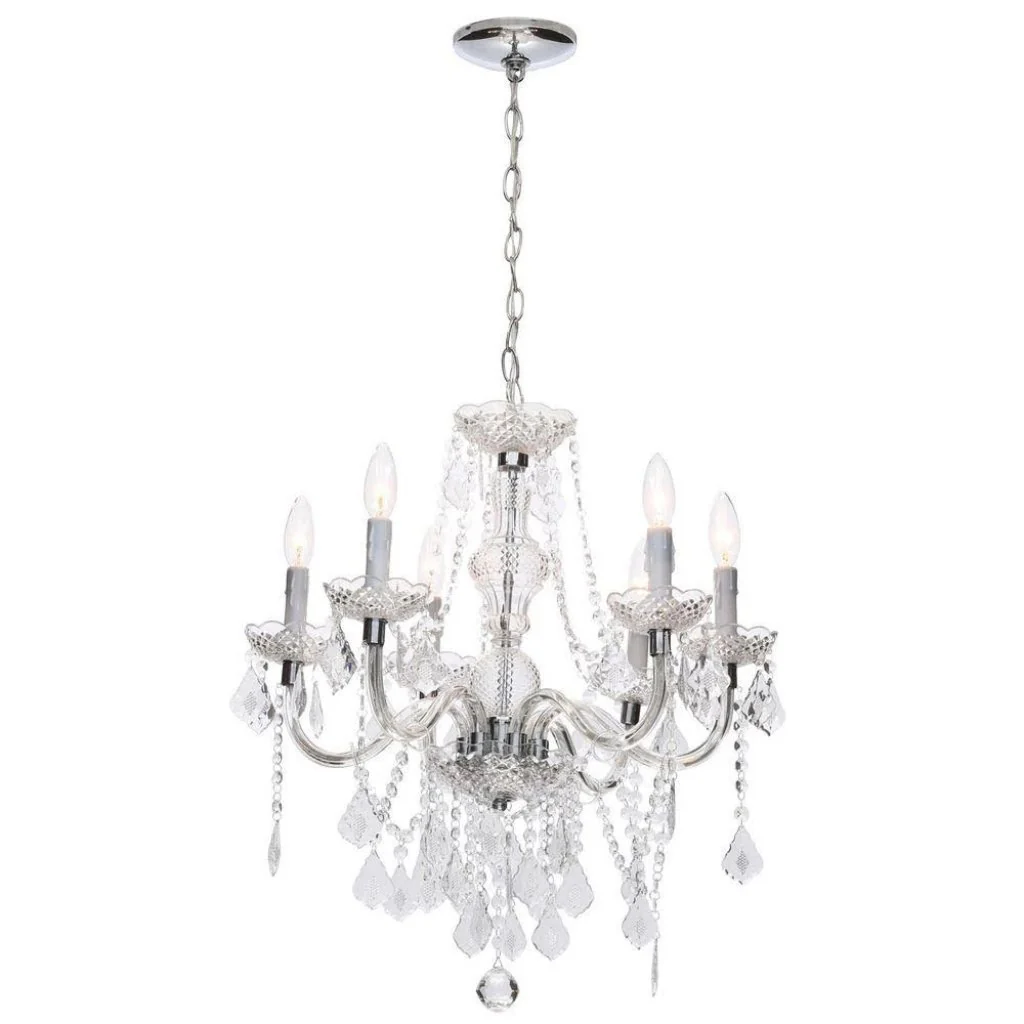 Hampton Bay 6-Light Chrome and Acrylic Maria Theresa Chandelier Damaged Box