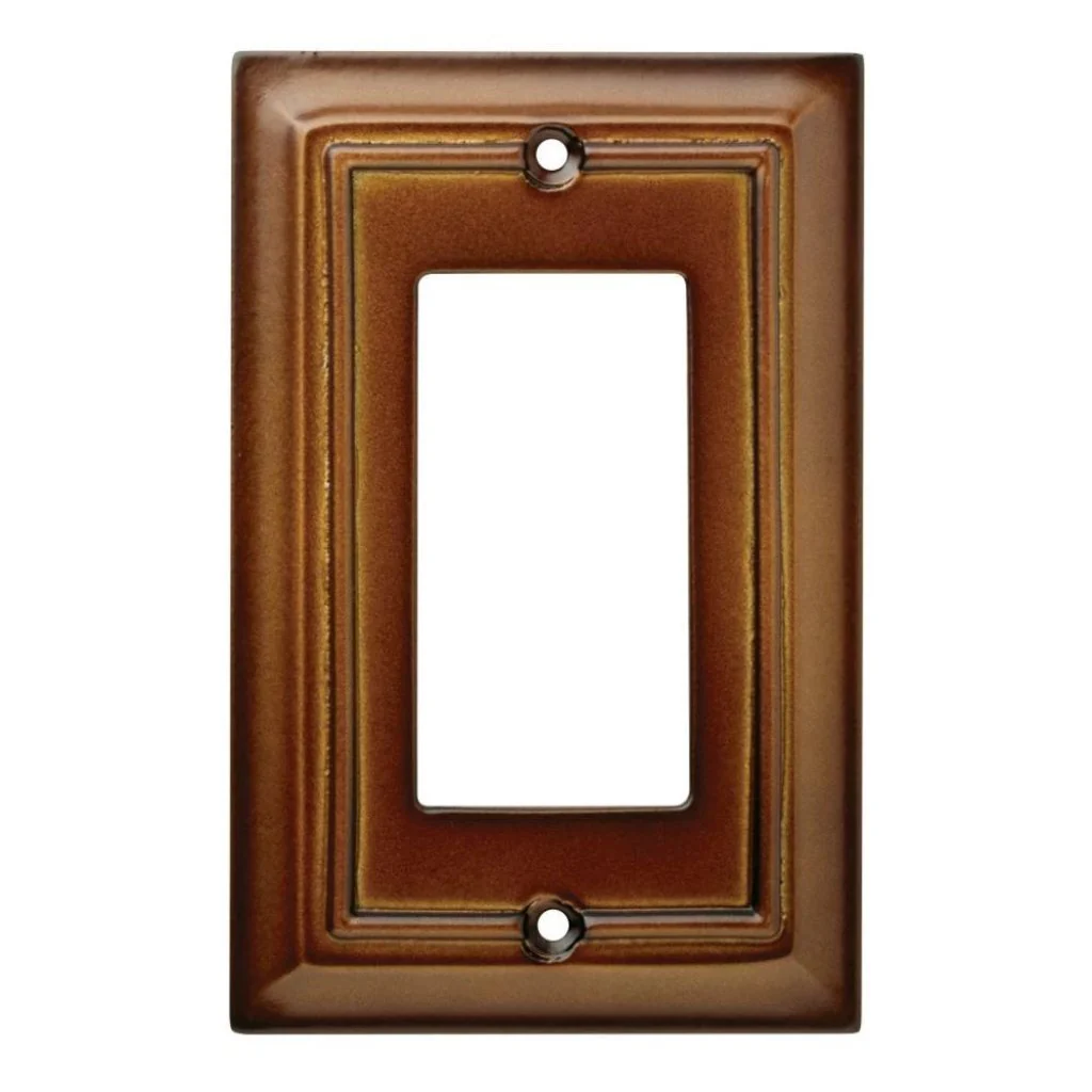 Hampton Bay Architectural Wood Decorative Single Rocker Switch Plate Saddle Damaged Box
