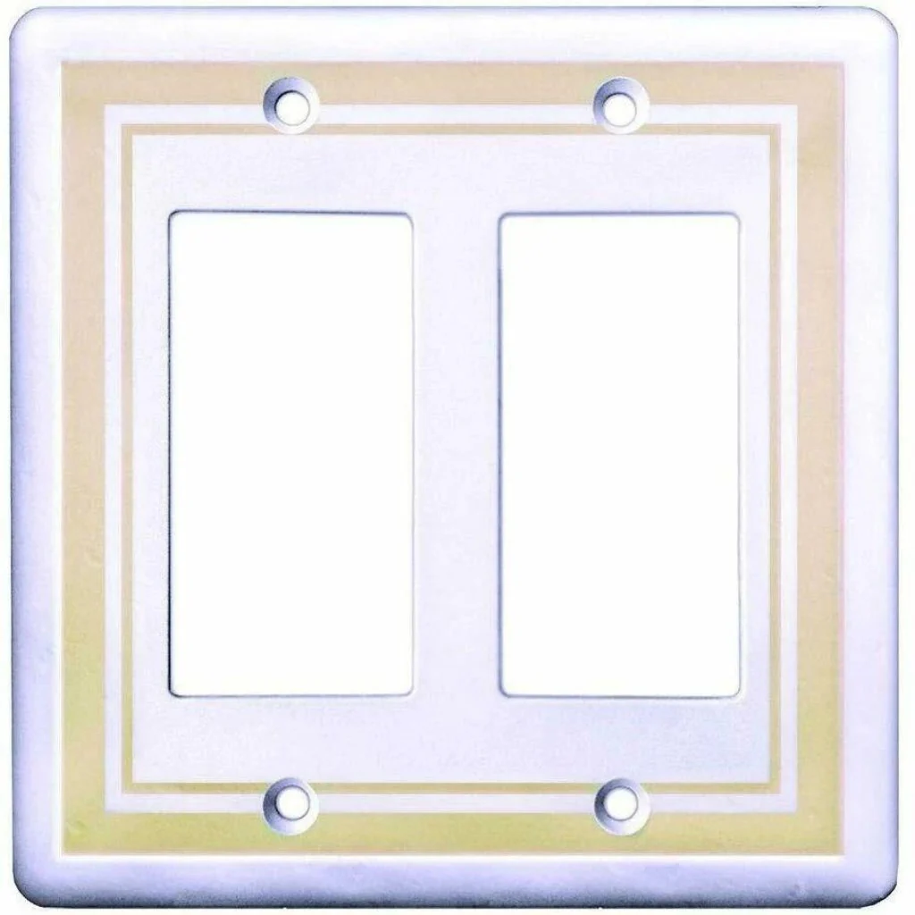 Hampton Bay Cast Stone Finish 2 Gang Rocker Light Switch GFCI Cover Plate Damaged Box