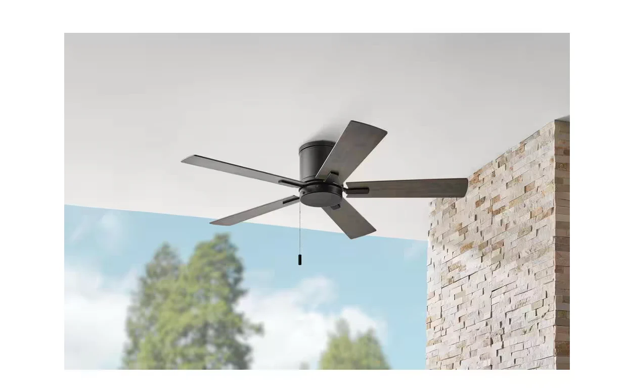 Hampton Bay Grantway 48 in. Indoor/Covered Outdoor Matte Black Low Profile Ceiling Fan - Image 2
