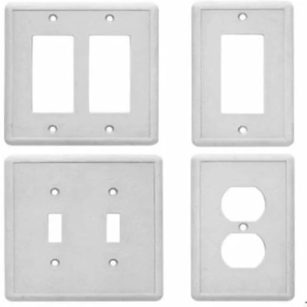 Hampton Bay Gray Decorator Wall Plate Stone Grey Finish 2 toggle Outlet Cover Damaged Box - Image 2