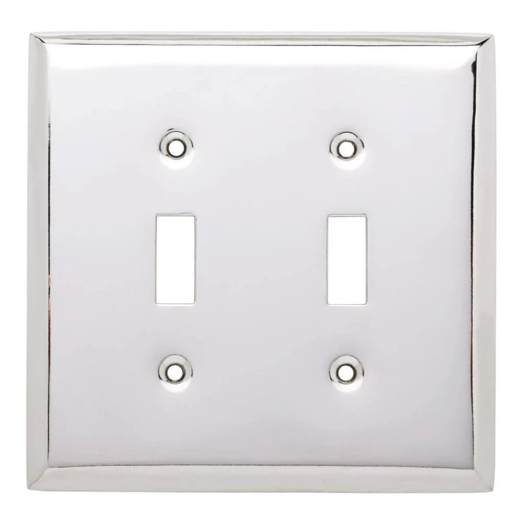 Hampton Bay Stamped Square Decorative Double Switch Plate Polished Chrome Damaged Box