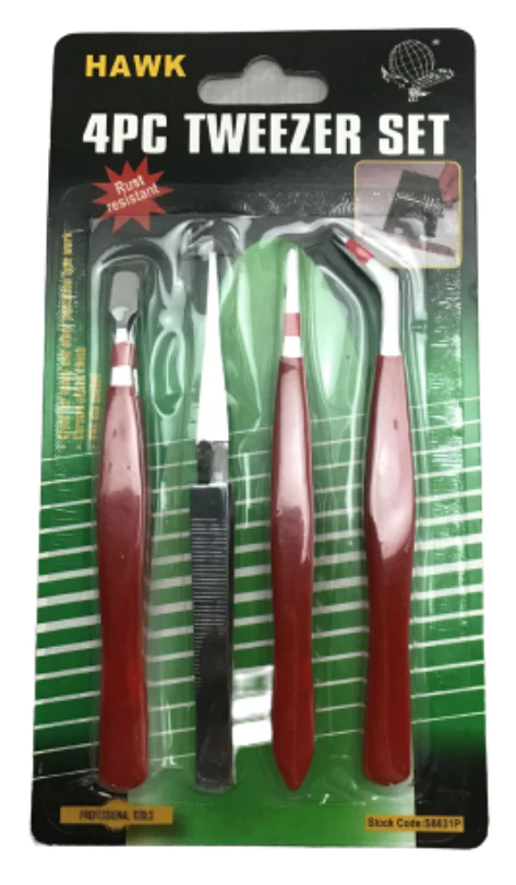 Hawk 4 Piece Tweezer Set