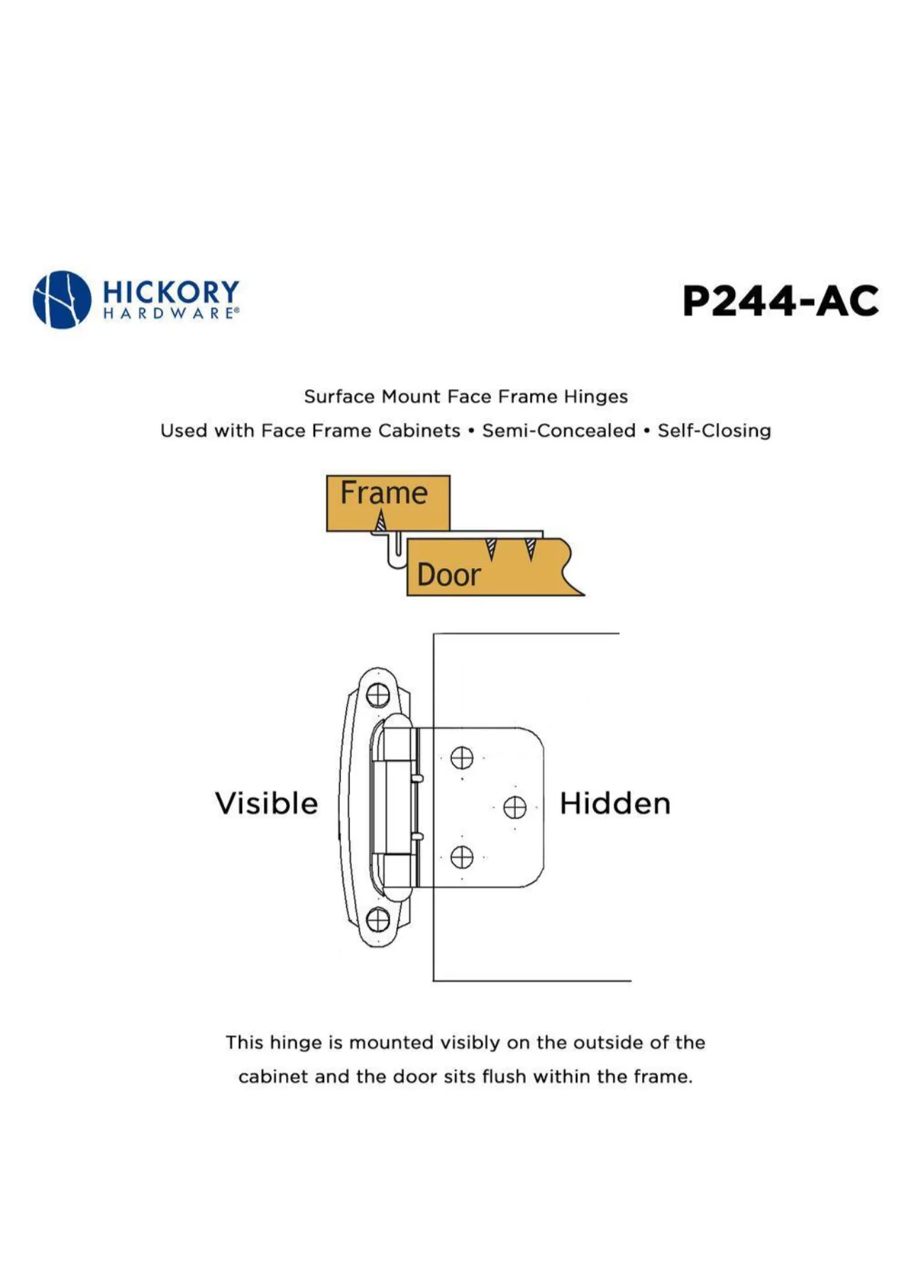 Hickory Hardware 1-14/15 in. x 2-5/8 in. Antique Copper Surface Self-Closing Hinge (2-Pack) - Image 4