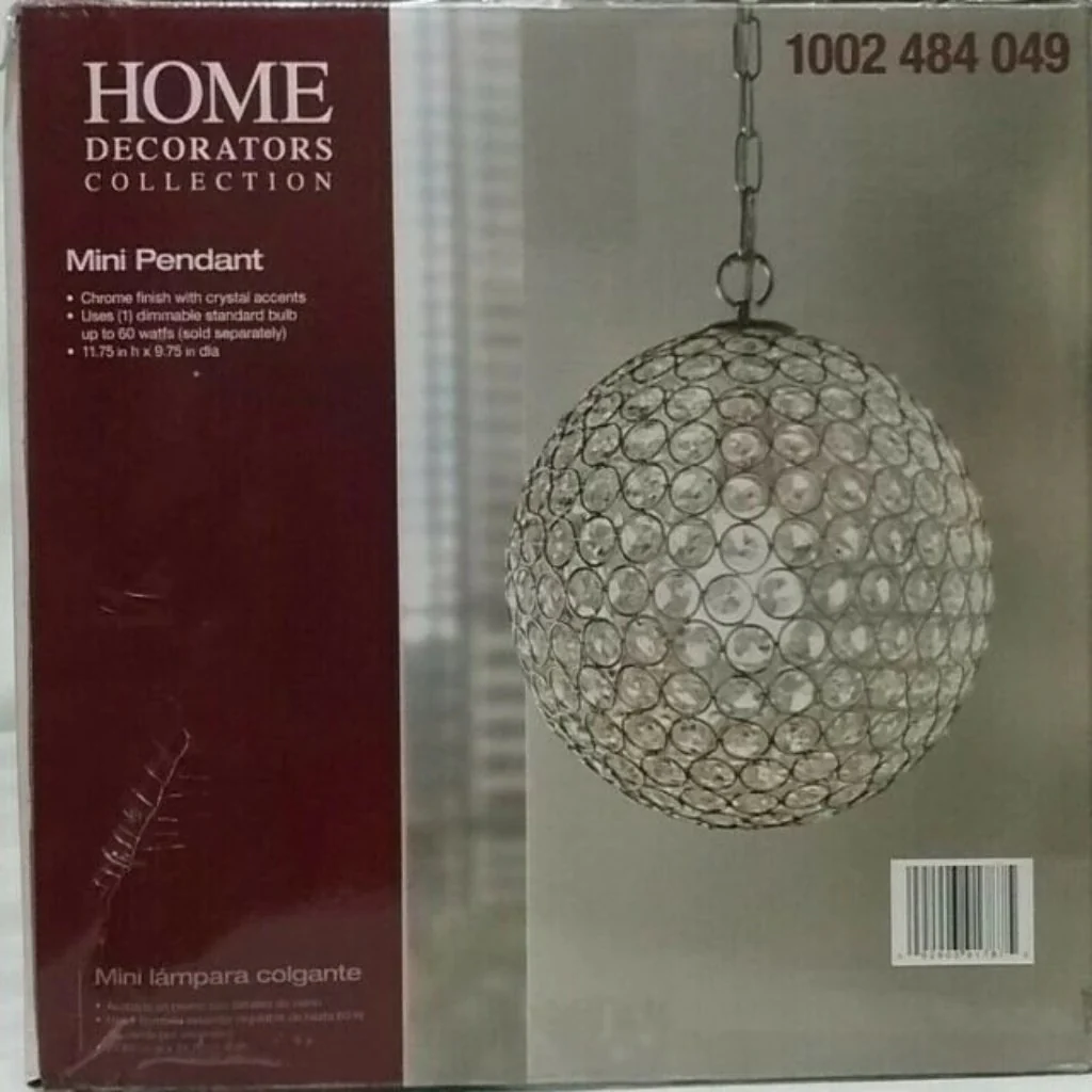 Home Decorators Collection 1-Light Crystal Chrome Mini-Pendant Damaged Box - Image 2