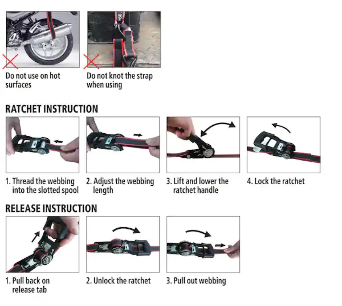 Husky 16 ft. x 1.25 in. Ratchet Tie-Down Straps with S-Hook (2-Pack) - Image 5