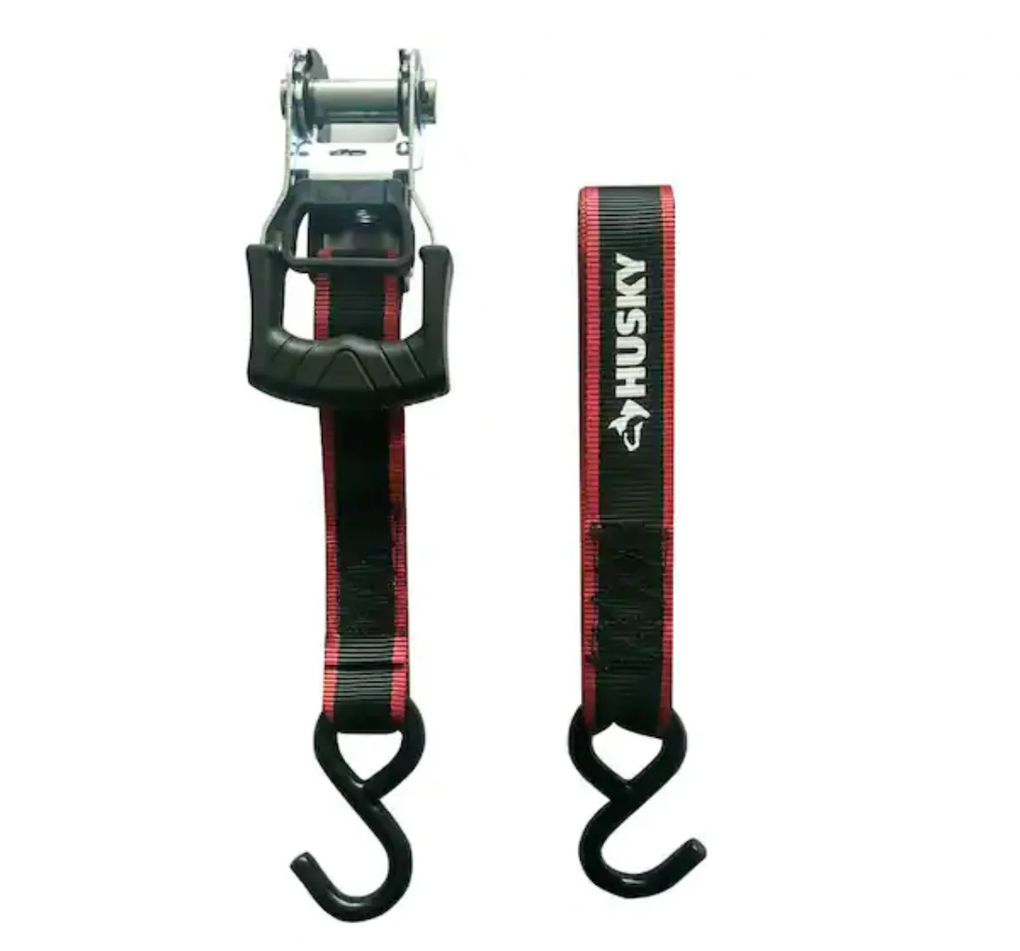 Husky 16 ft. x 1.25 in. Ratchet Tie-Down Straps with S-Hook (2-Pack) - Image 7