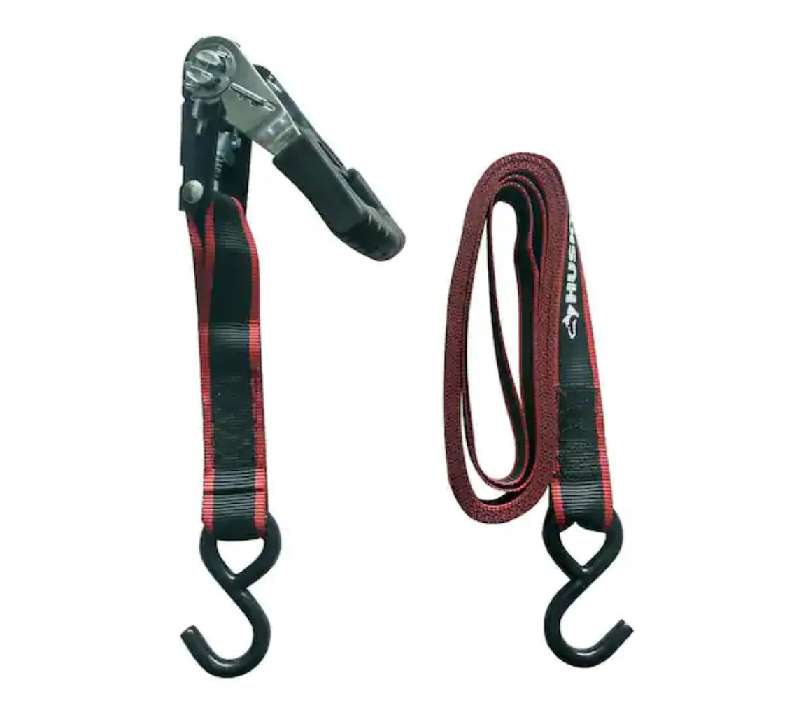 Husky 16 ft. x 1.25 in. Ratchet Tie-Down Straps with S-Hook (2-Pack) - Image 9