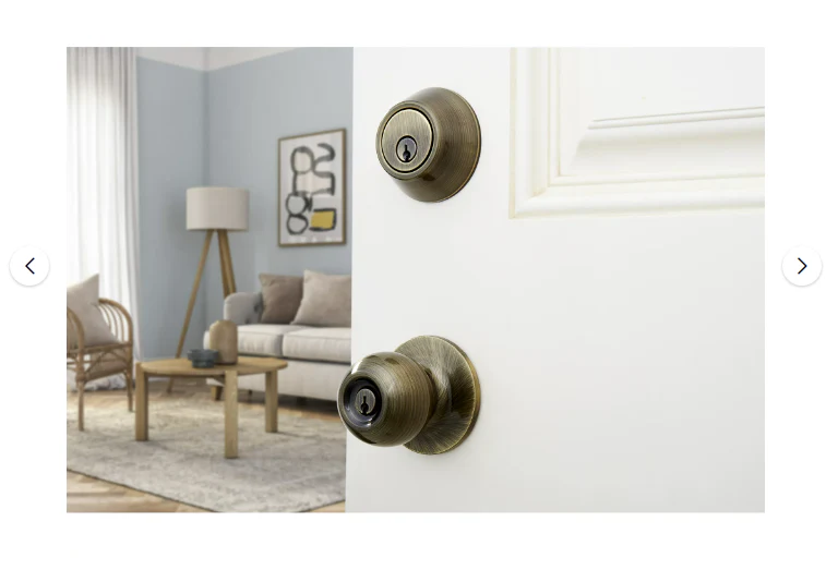 Hyper Tough Keyed Entry Ball Style Doorknob and Deadbolt Combo Antique Brass Finish Damaged Box - Image 3