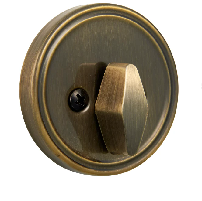 Hyper Tough Keyed Entry Single Cylinder Deadbolt Antique Brass Finish Damaged Box - Image 4