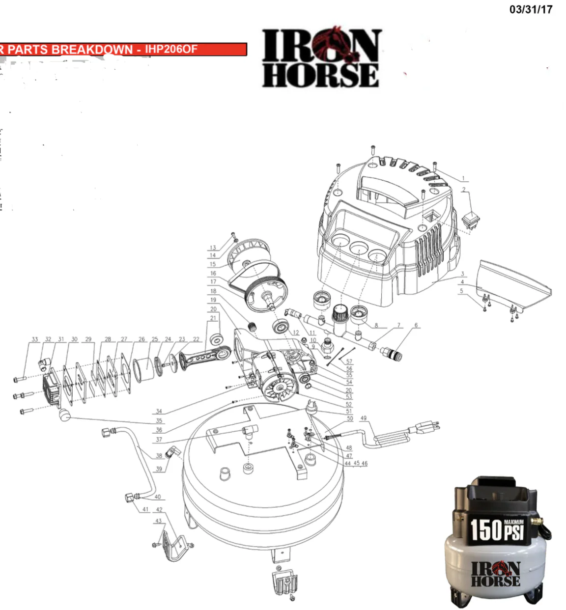 Iron Horse 6 Gallon Air Compressor Pancake Style - Image 4