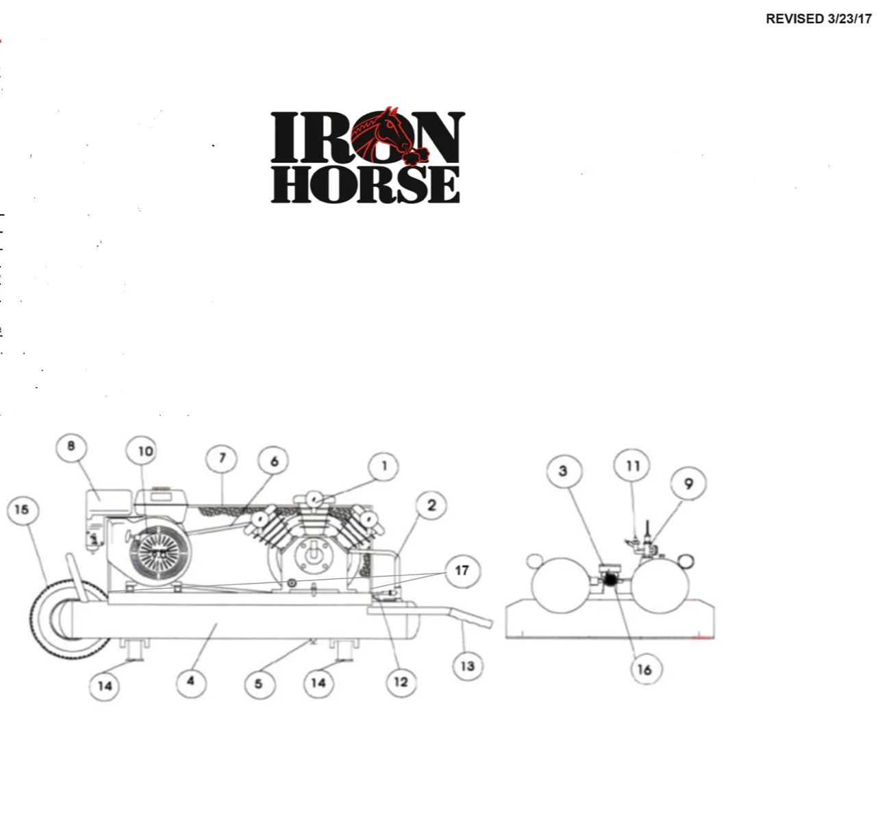 Iron Horse Air Compressor 10 Gallon 8 Horsepower Briggs And Stratton Engine - Image 3