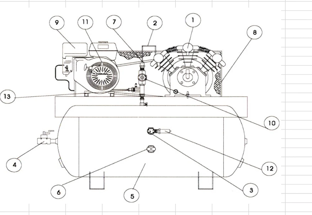 Iron Horse Air Compressor 13 Horsepower Honda Engine 30 Gallon - Image 4