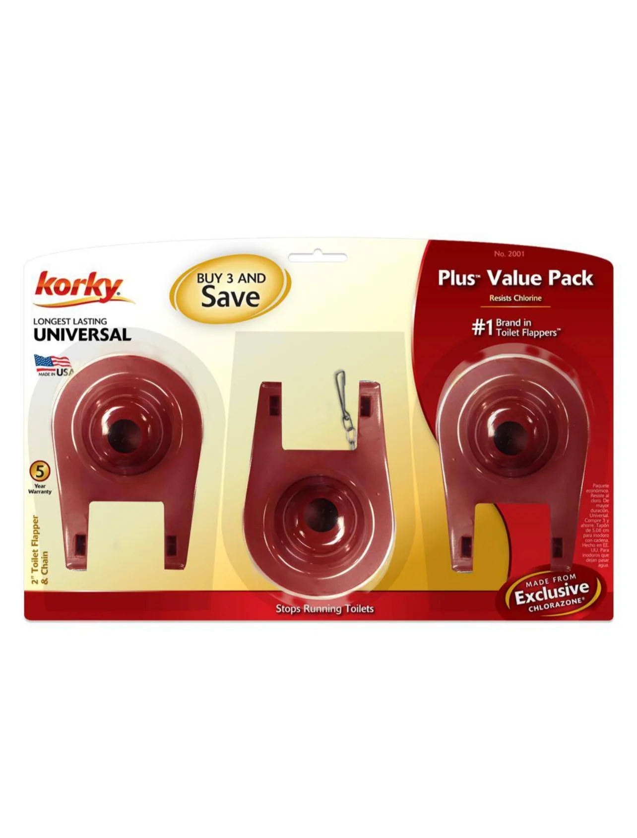 Korky Plus 2 in. Toilet Tank Flappers (3-Pack) Damaged Box - Image 3