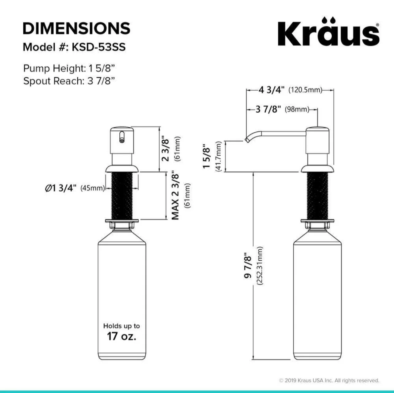 Kraus Boden Kitchen Soap Dispenser in Stainless Steel Damaged Box - Image 4