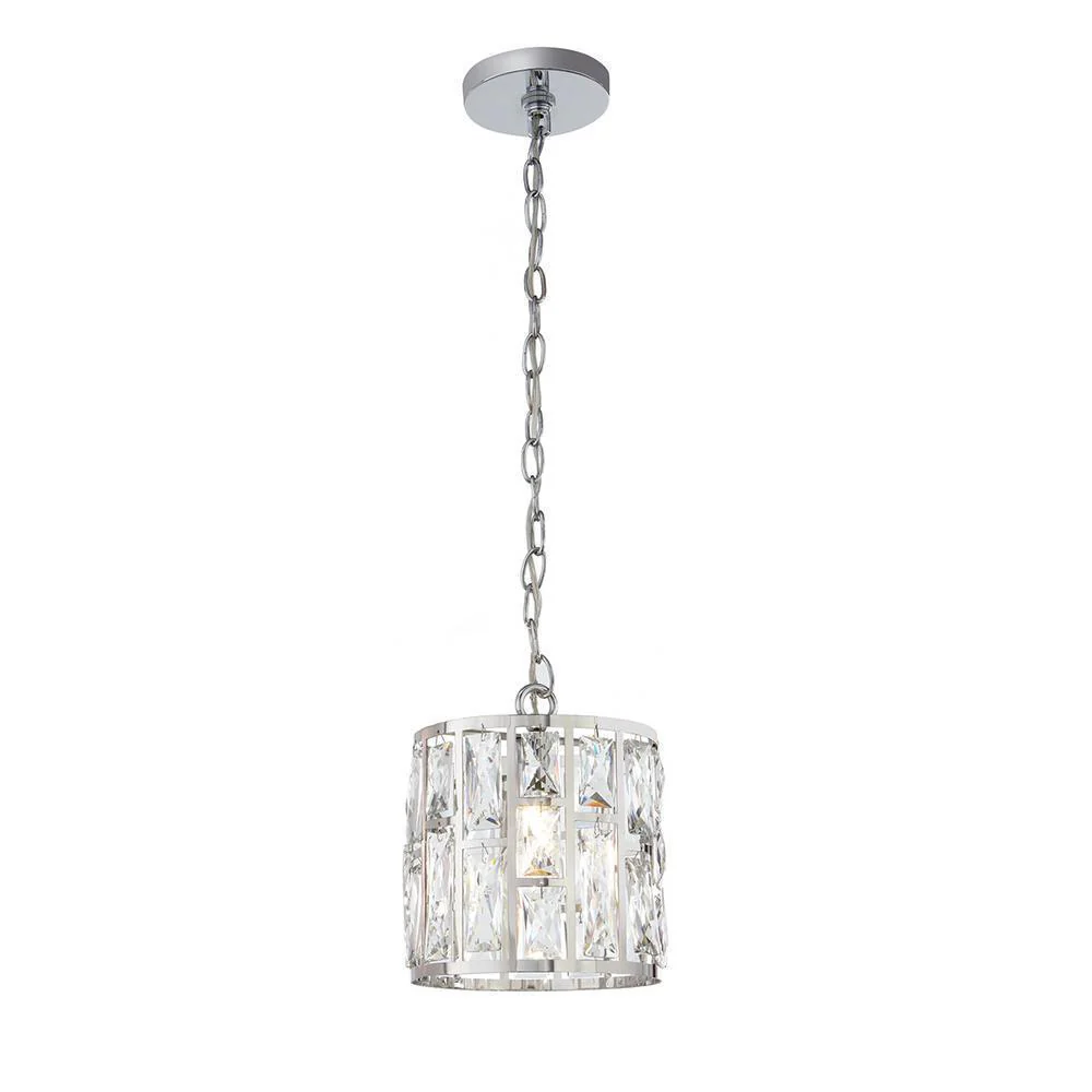Kristella 1-Light Crystal and Chrome Pendant Damaged Box