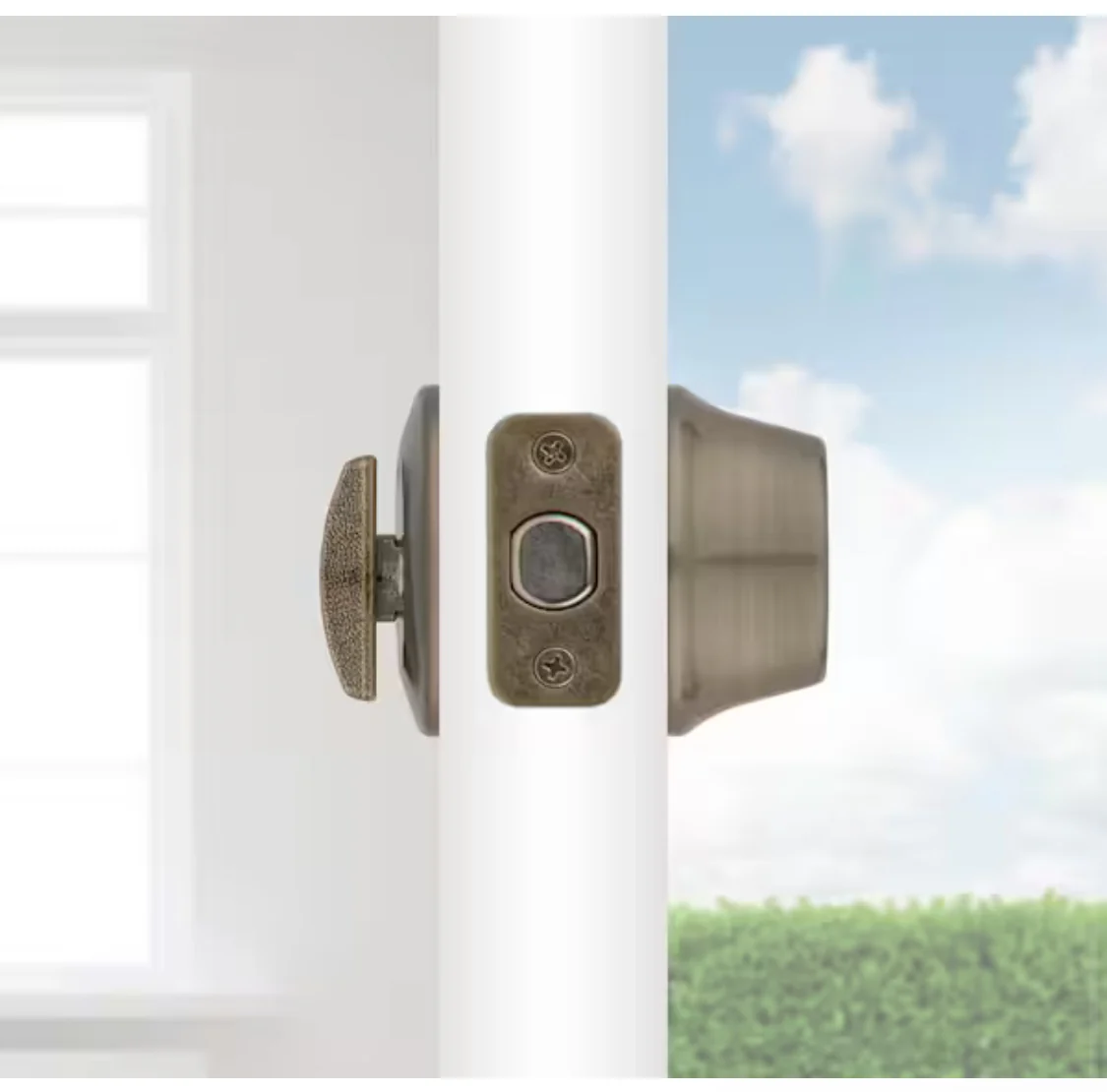 Kwikset Antique Brass Single Cylinder Deadbolt featuring SmartKey Security with Microban Antimicrobial Technology - Image 3