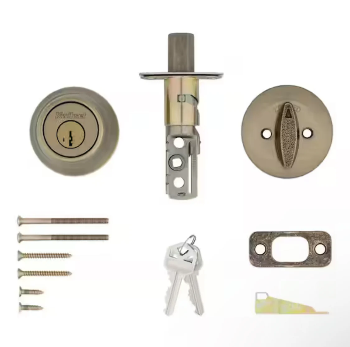 Kwikset Antique Brass Single Cylinder Deadbolt featuring SmartKey Security with Microban Antimicrobial Technology - Image 5