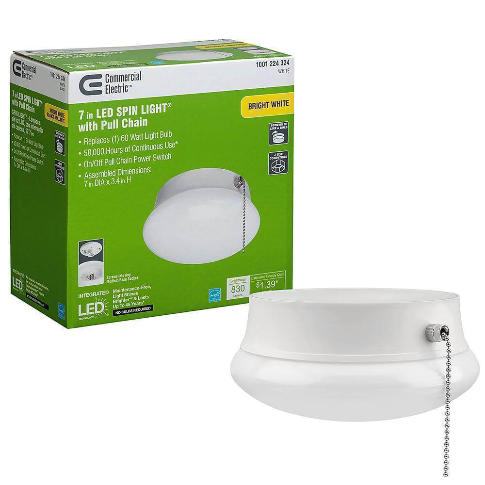 LED flush mount ceiling light with pull chain damaged box