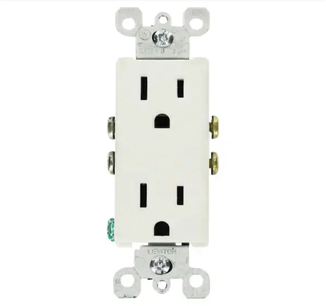 Leviton Decora 15 Amp Residential Grade Grounding Duplex Outlet, White (10-Pack) - Damaged Box