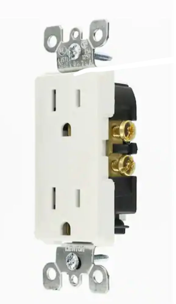 Leviton Decora 15 Amp Residential Grade Grounding Duplex Outlet, White (10-Pack) - Damaged Box - Image 2
