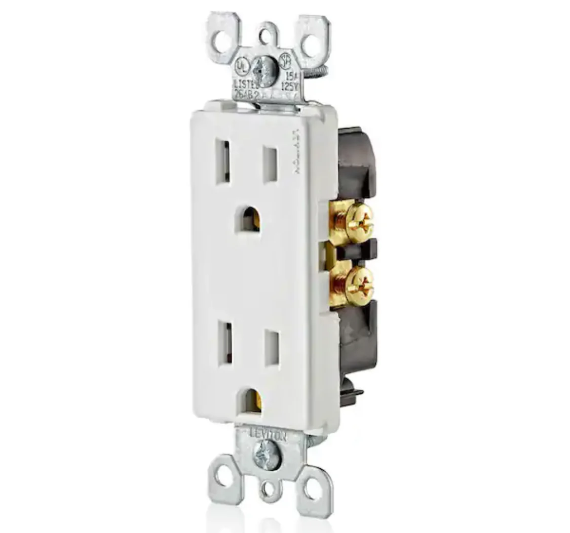 Leviton Decora 15 Amp Residential Grade Grounding Duplex Outlet, White (10-Pack) - Damaged Box - Image 6