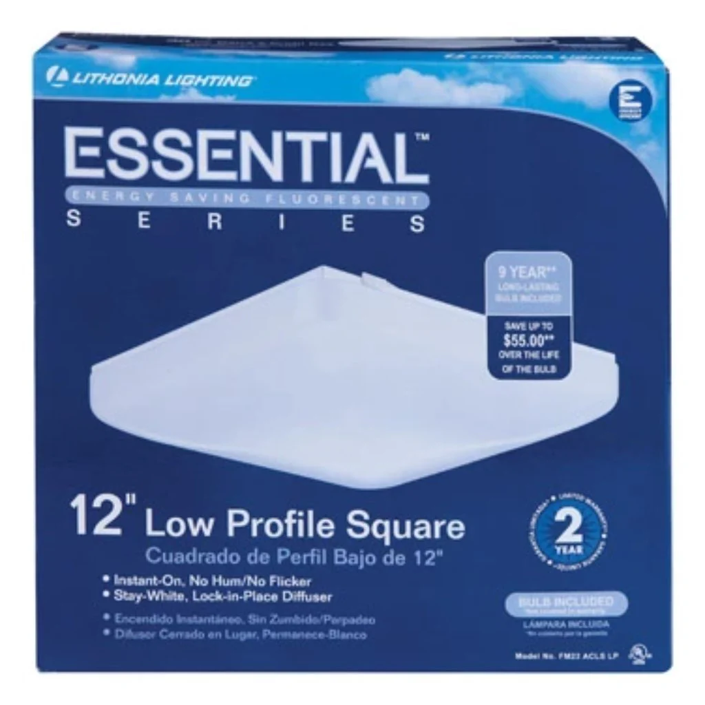 Lithonia Lighting Low Profile Square Fluorescent Light Fixture Damaged Box