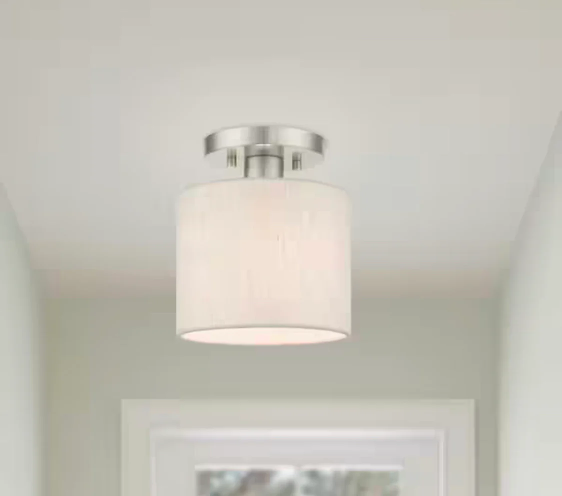 Livex Lighting Meadow 1 Light Brushed Nickel Semi Flush Mount - Damaged Box - Image 2