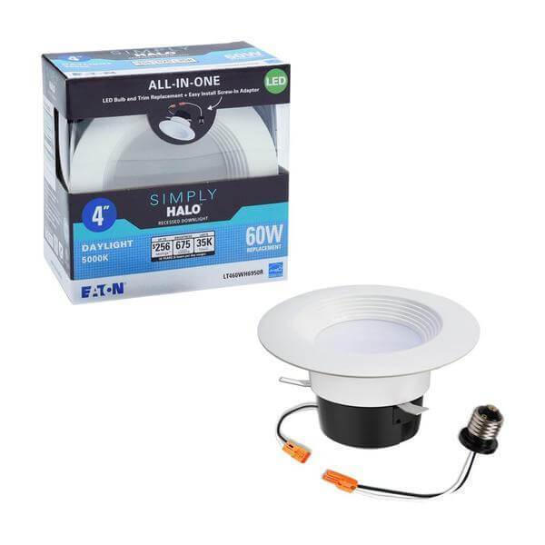 LT 4 inch White Integrated LED Recessed Ceiling Light Retrofit Trim at 5000K Daylight Damaged Box