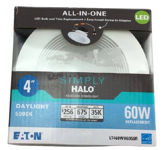 LT 4 inch White Integrated LED Recessed Ceiling Light Retrofit Trim at 5000K Daylight Damaged Box - Image 2
