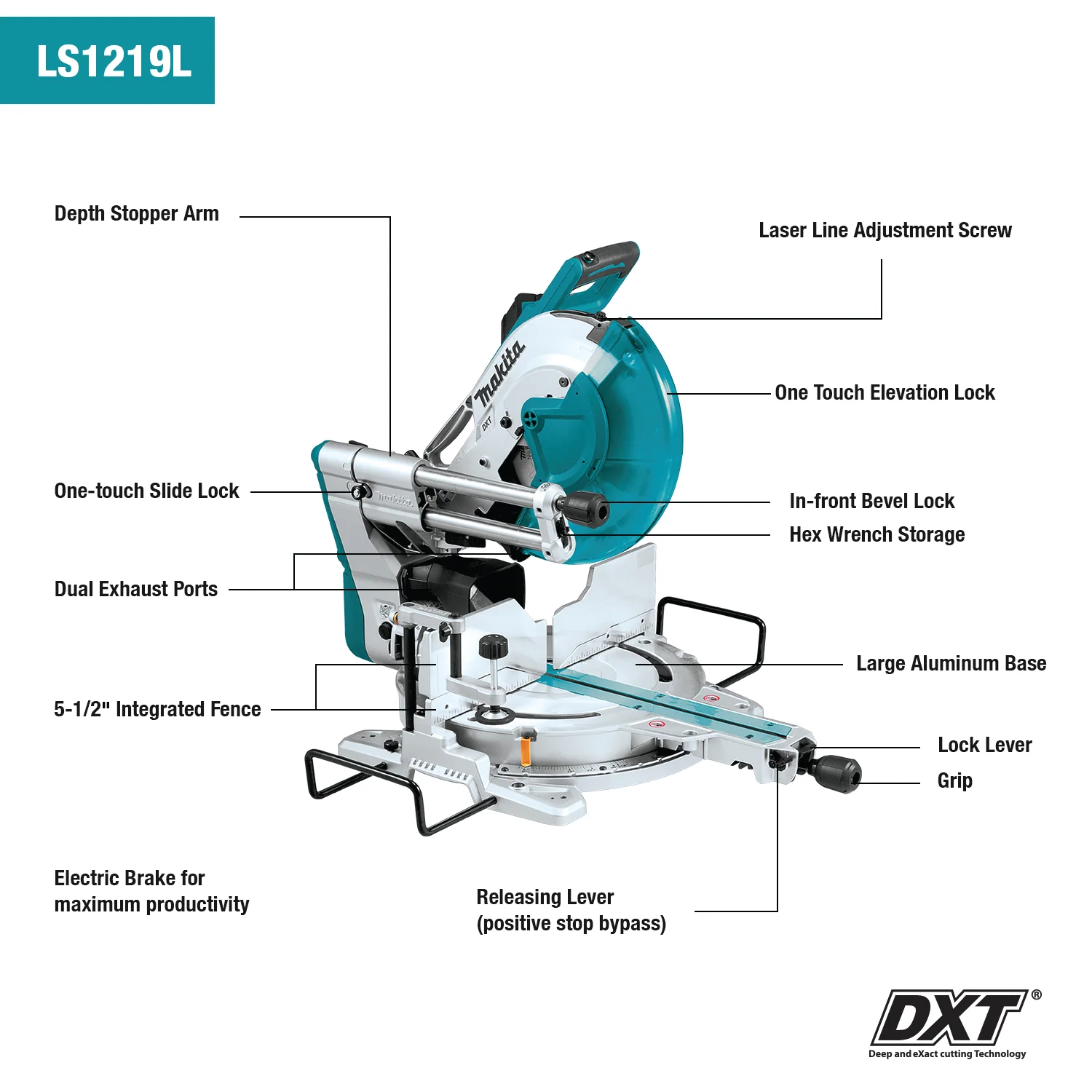 Makita 12 Inch Dual-Bevel Sliding Compound Miter Saw with Laser Factory Serviced - Image 12