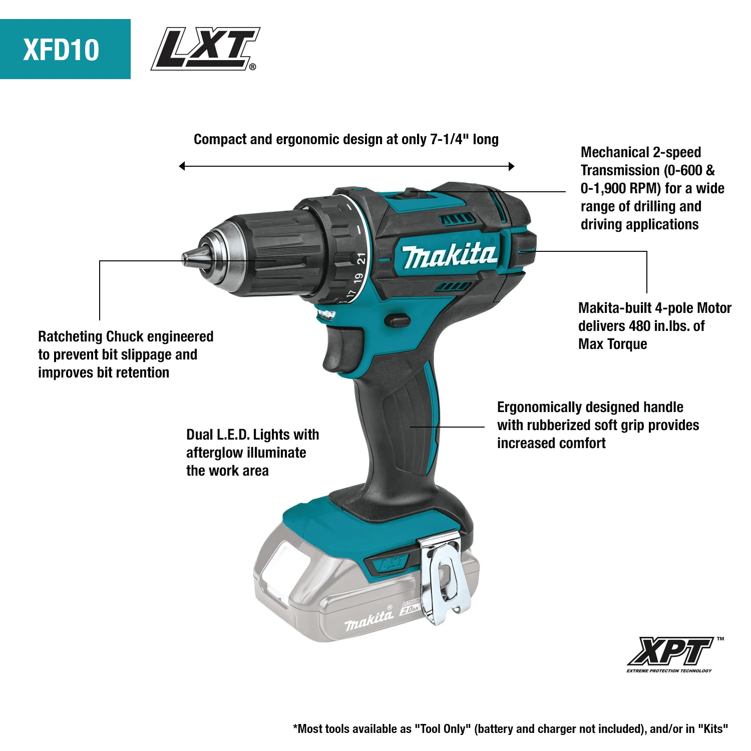 Makita 18 Volt LXT Lithium Ion Cordless 1/2 Inch Driver Drill Factory Serviced  Tool Only - Image 7