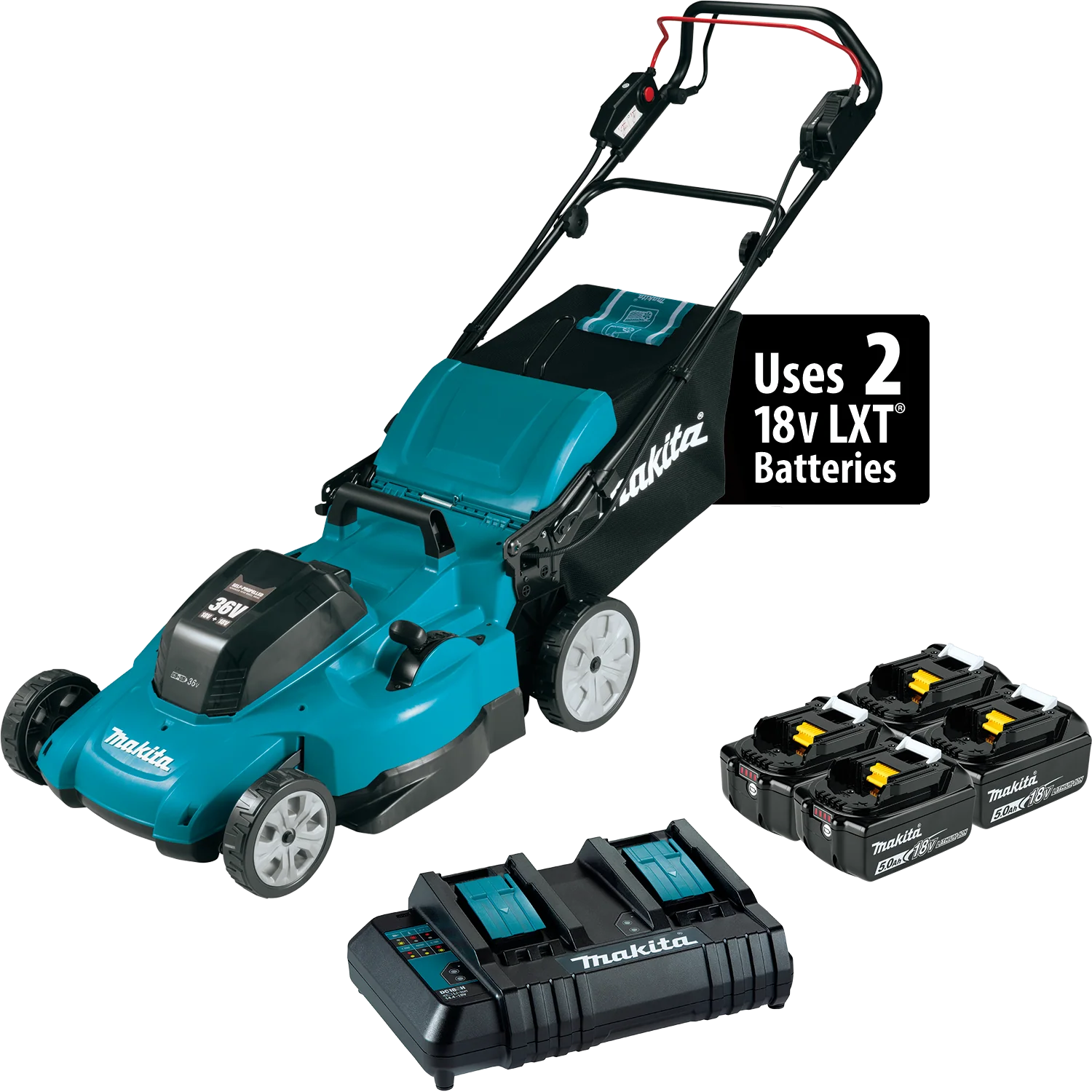 Makita 36 Volt 21 Inch Self‑Propelled Lawn Mower Kit Factory Serviced
