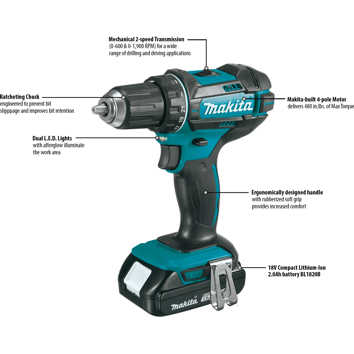 Makita 18 Volt LXT Lithium Ion Compact Cordless 2 Piece Combo Kit Factory Serviced OUT OF STOCK 8-25-23 - Image 8