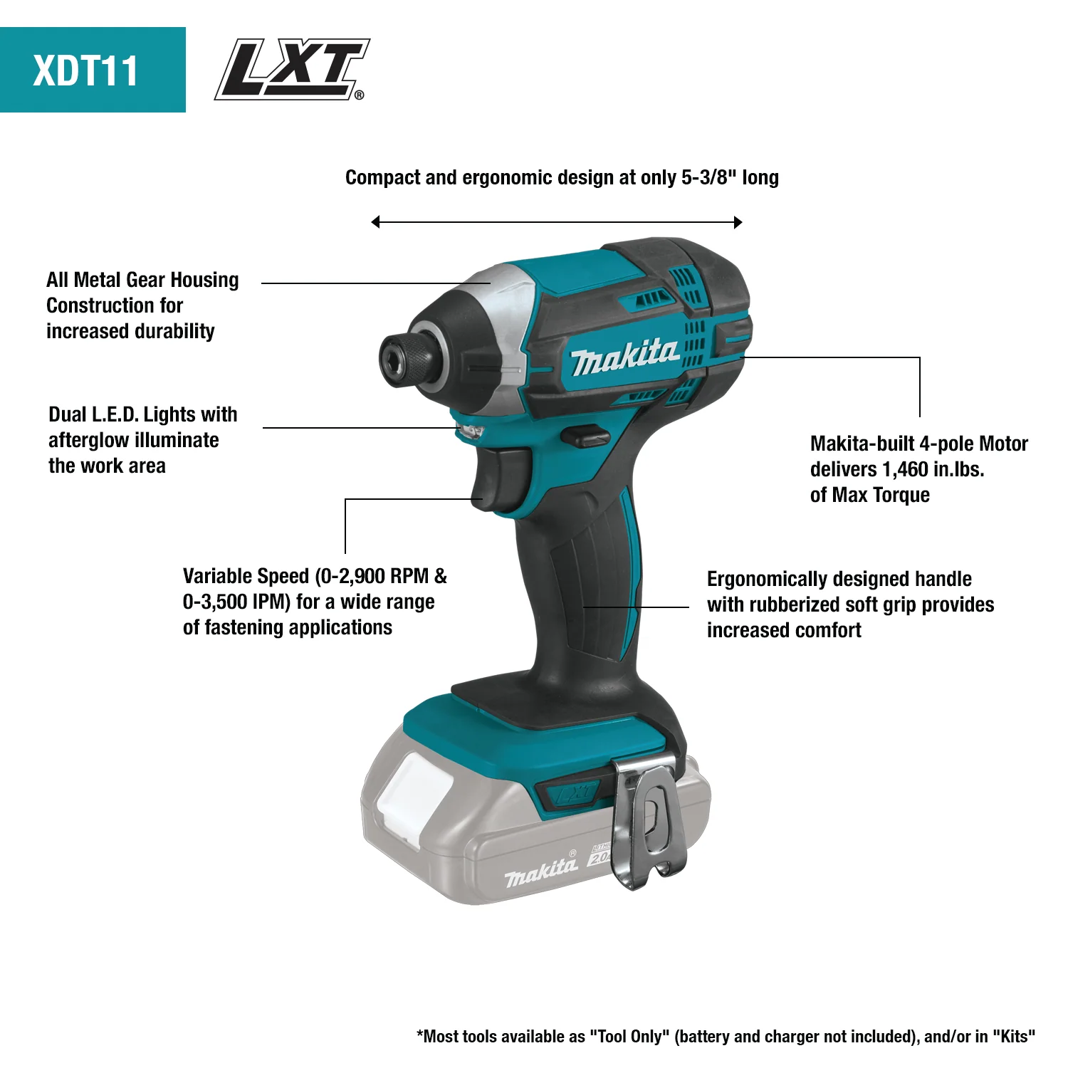 Makita 18 Volt LXT Lithium Ion Compact Cordless 2 Piece Combo Kit Factory Serviced OUT OF STOCK 8-25-23 - Image 9