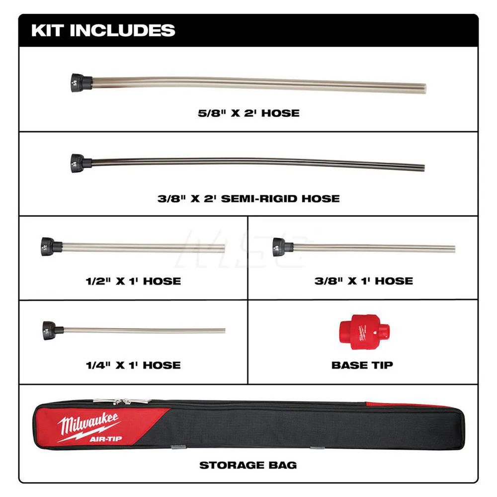 49-90-2037 Milwaukee AIR-TIP 1-1/4 in. - 2-1/2 in. Wet/Dry Shop Vac Long Reach Set Flexible Vacuum Hose 7 pc - Image 2