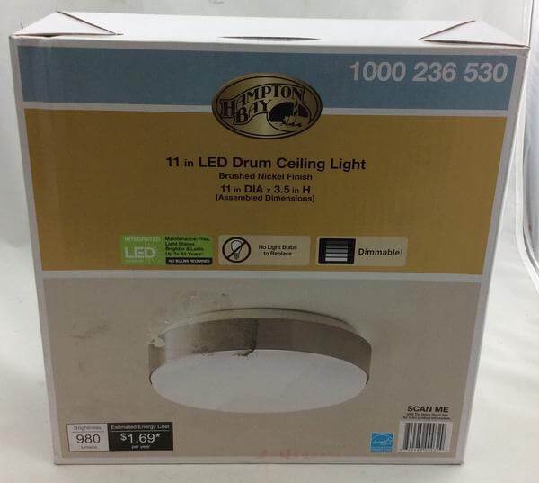 Modern Style 11 in. Round Brushed Nickel 100 Watt Equivalent Integrated LED Flushmount (Bright/Cool White, Dimmable) Damaged Box - Image 2