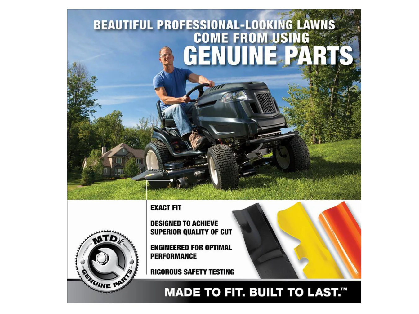 MTD Genuine Factory Parts Original Equipment 3-in-1 Blade Set for Select 42 in. Riding Lawn Mowers with 6-Point Star OE# 942-0616, 942-0616A - Image 3