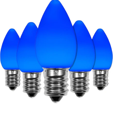 OptiCore C7 Opaque Ceramic Style Blue LED Christmas Lights Replacement Bulbs Pack of 25 Shatterproof 0.84W E12 Base DAMAGED BOX - Image 2