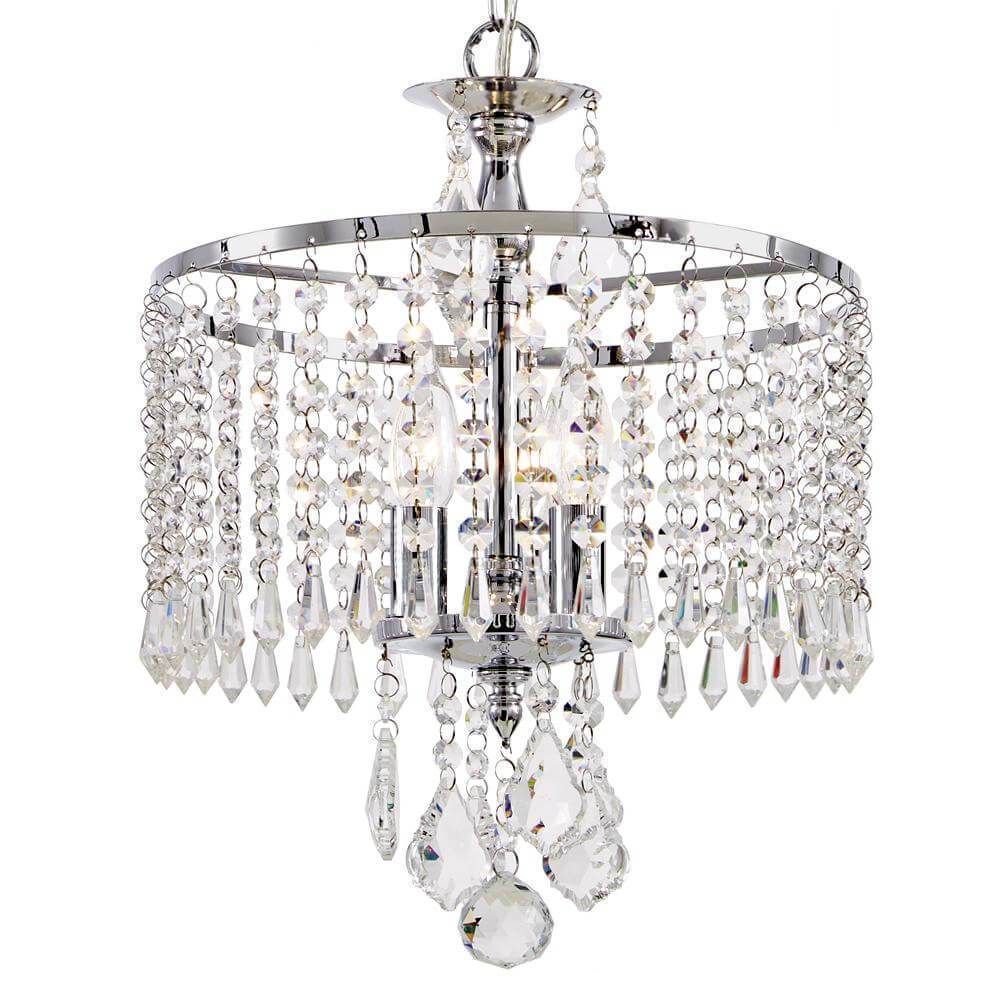 Polished chrome chandelier with crystal dangles damaged box