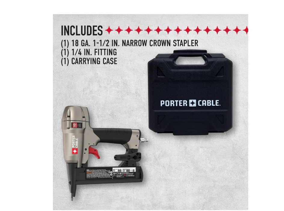 Porter Cable Pneumatic 18 Gauge 1 1/2 in. Narrow Crown Stapler Kit Used - Image 2