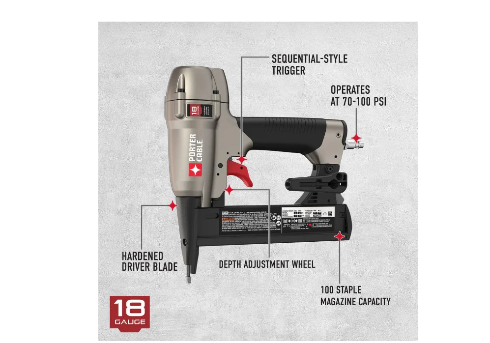 Porter Cable Pneumatic 18 Gauge 1 1/2 in. Narrow Crown Stapler Kit Used - Image 3