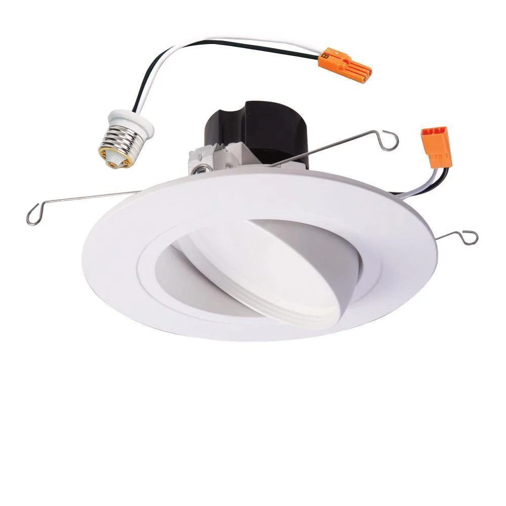 Halo RA 5 Inch and 6 Inch White Integrated LED Recessed Ceiling Light Fixture Adjustable Gimbal Trim 90 CRI 3000K Soft White Damaged Box