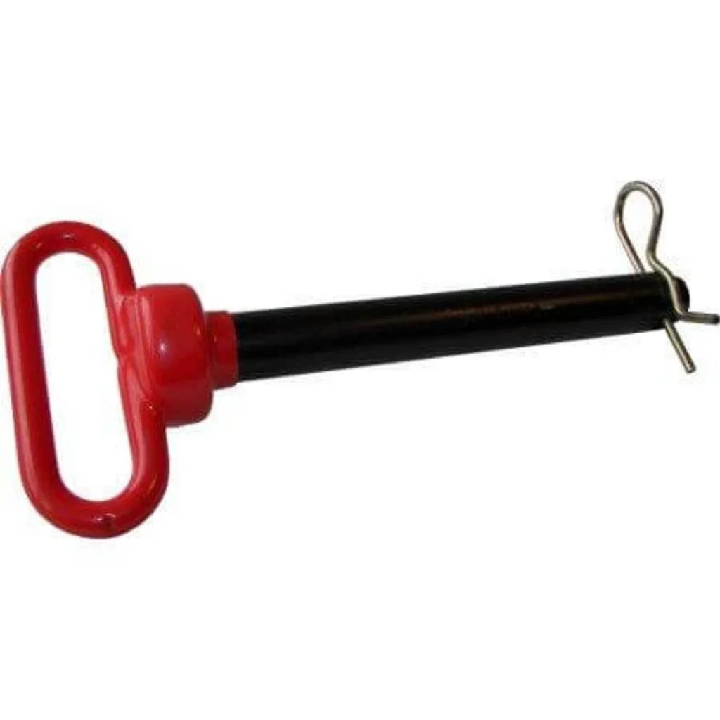 Red Handle Hitch Pin WIth Hair Pin 1 1/8 Inch x 8 1/2 Inch