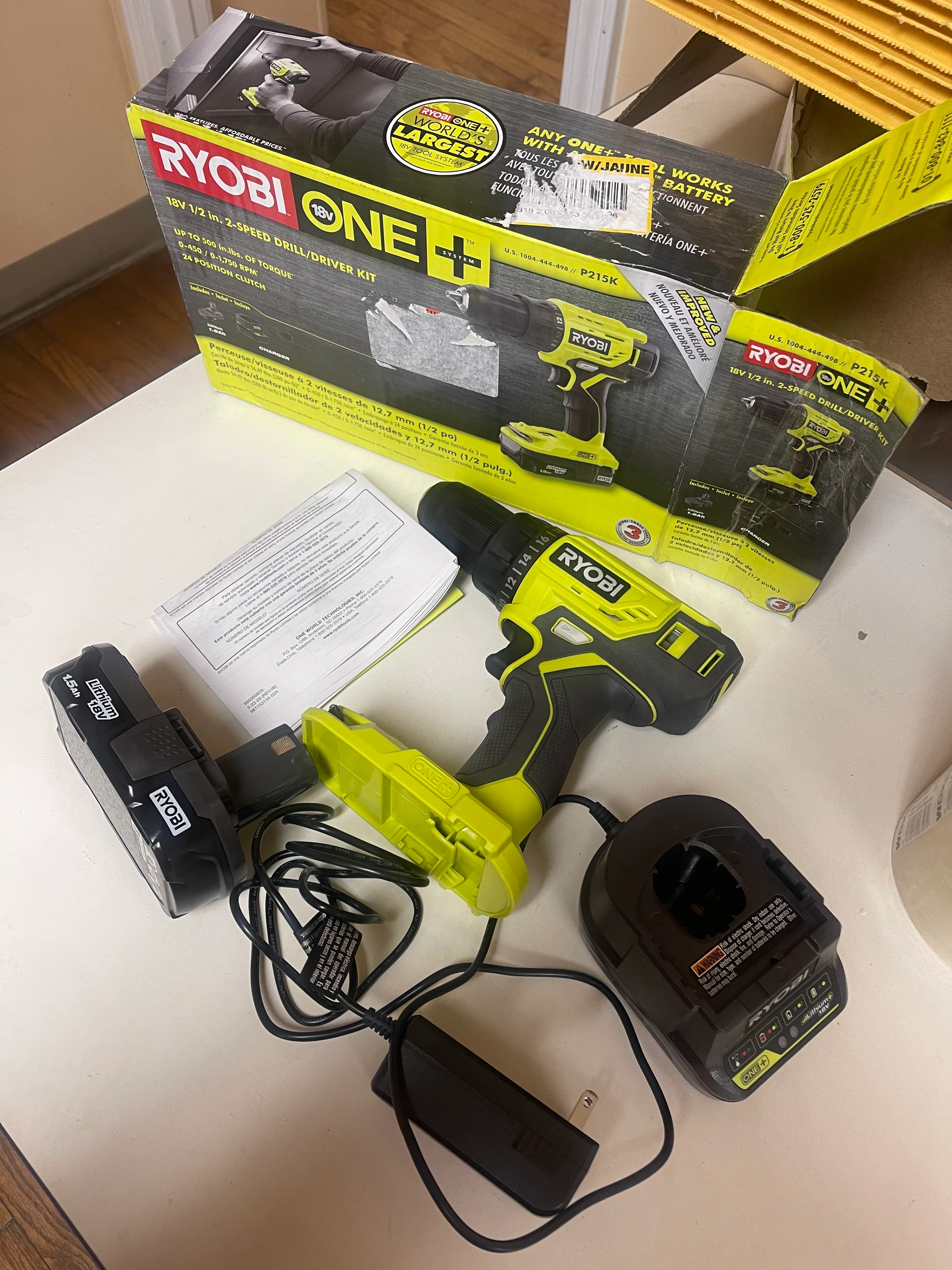 Ryobi 18-Volt ONE+ Lithium-Ion Cordless 1/2 in. Drill Driver Kit (P215K) Damaged Box - Image 7