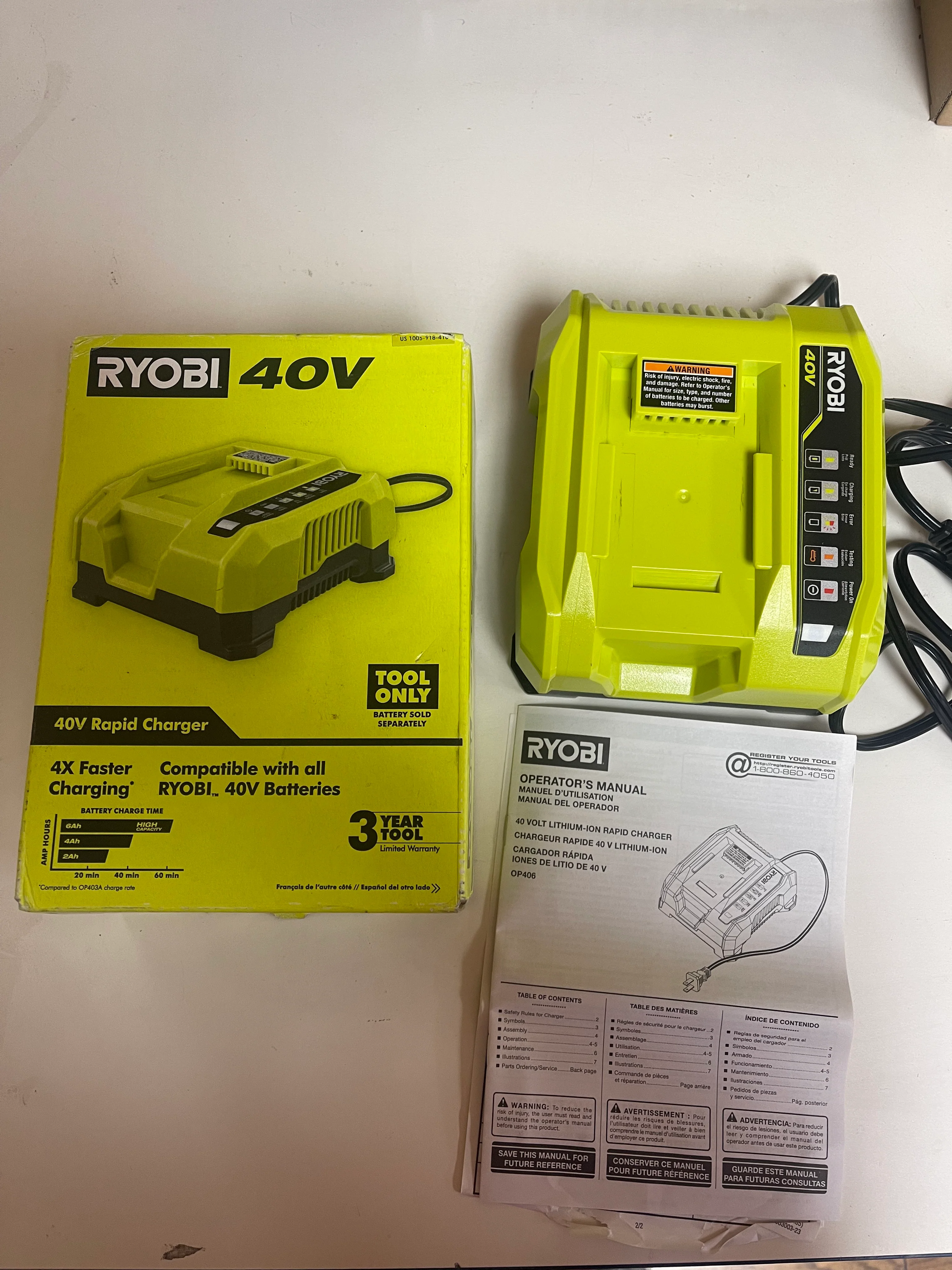 Ryobi 40 Volt Rapid Charger Damaged Box - Image 3
