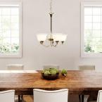 Santa Rita brushed nickel chandelier with glass shades damaged box - Image 2