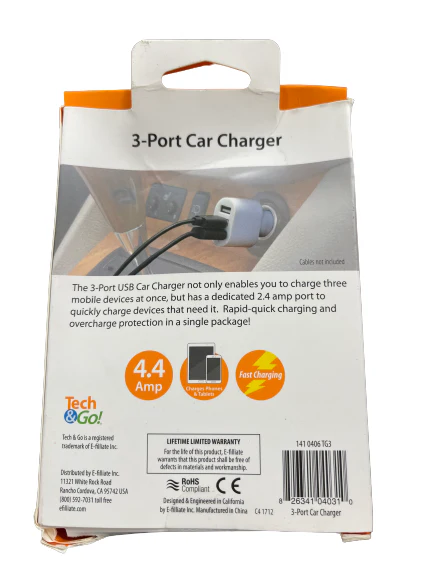 Signature Series White 3 Port Car Charger - Image 2